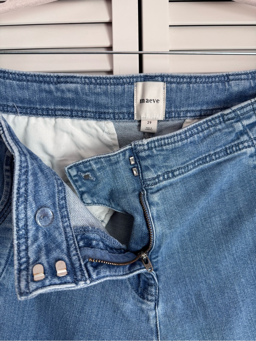 Maeve Scallop Edge Wide Leg Blue Jeans Boho Slouchy Cottagecore Size 29 - Picture 7 of 11